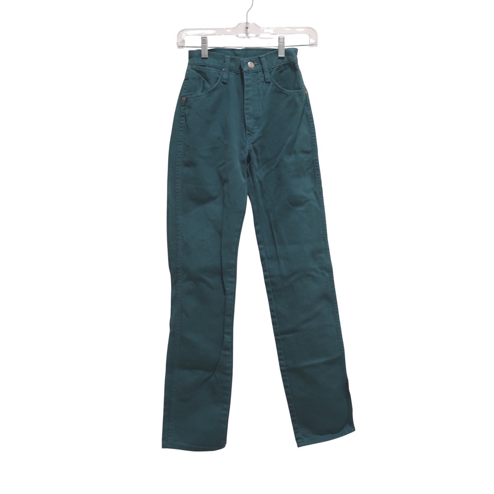Wrangler Vintage Women's Teal High Rise Jeans USA Made Straight Leg 90s Cowgirl